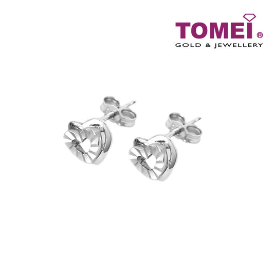 TOMEI Lovingly Luminous Hearts Duo Earrings, White Gold 585 (E2023)