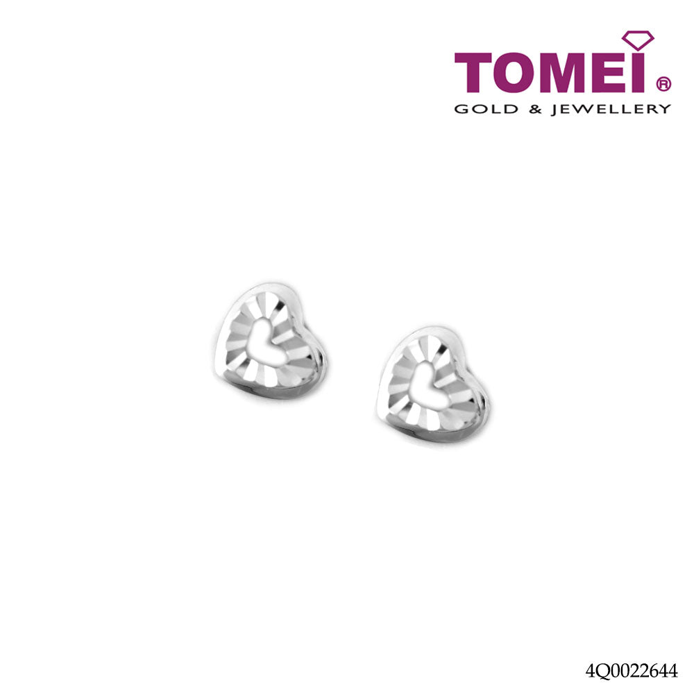 TOMEI Lovingly Luminous Hearts Duo Earrings, White Gold 585 (E2023)