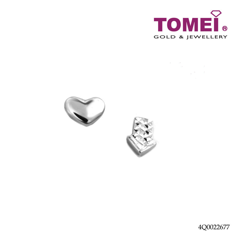 TOMEI Way To My Heart Earrings, White Gold 585 (E2124)