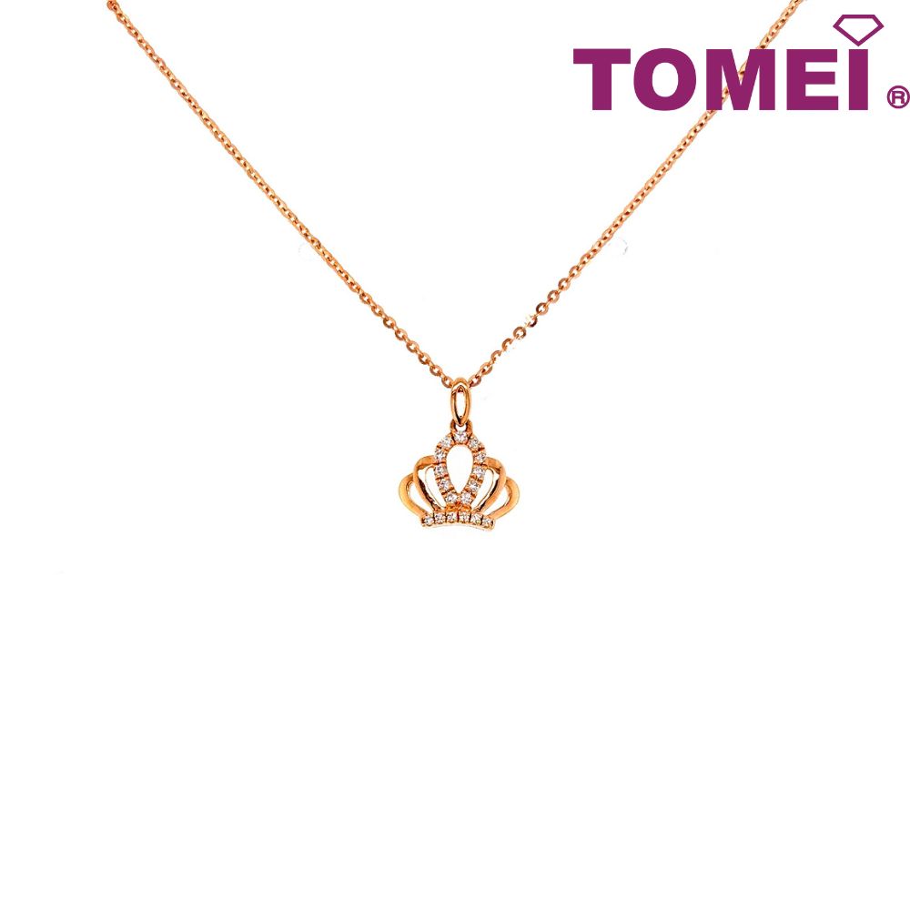 TOMEI Princess Crown Diamond Necklace, Rose Gold 750