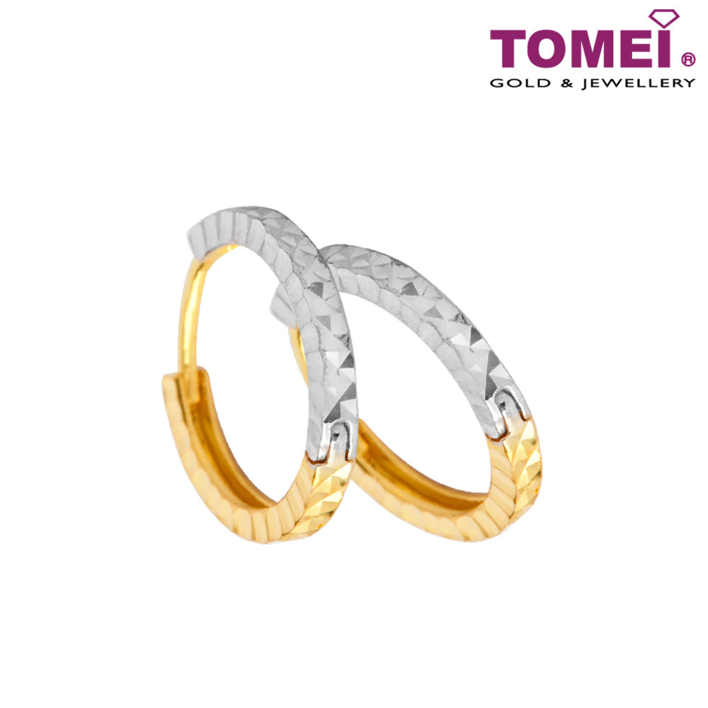 TOMEI Dual-Tone Hoop Earrings, Yellow Gold 916 (9Q-ER1435-D02-2C)