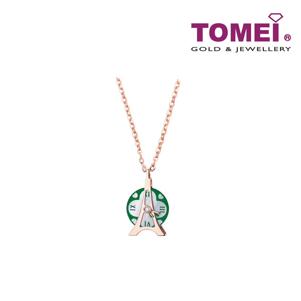 TOMEI Je t'aime Revolving Love Eiffel Tower Diamond Necklace 为爱钻动套链, Rose Gold 750 (GDIDDZZ03875)
