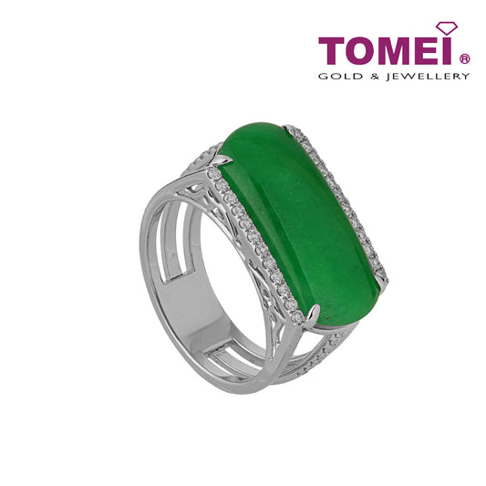 TOMEI Ma An Jade Diamond Ring, White Gold 750 (BR00563)