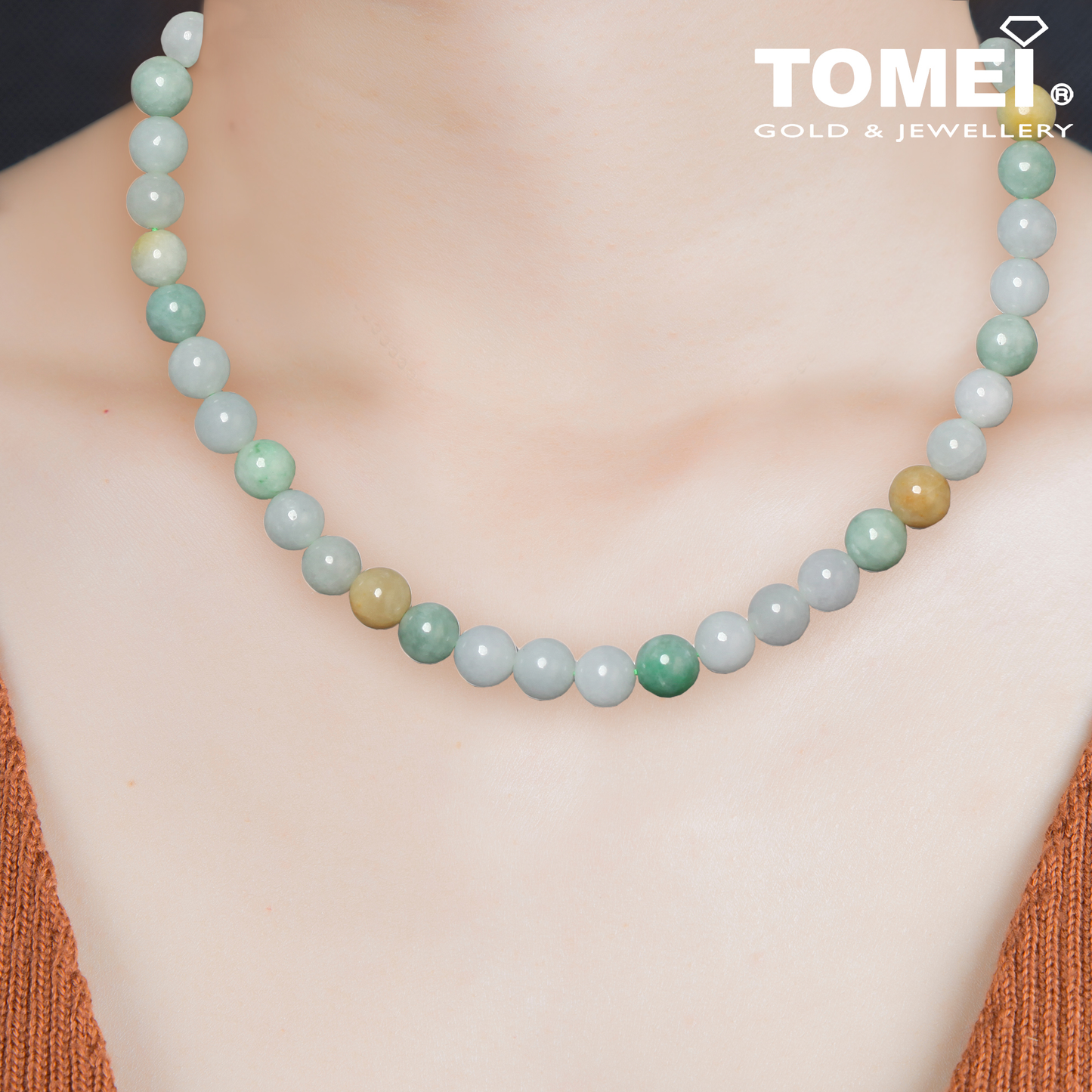 TOMEI Palace Grace Mixed Green Jade Necklace | Jade Grade A (JN-XX)