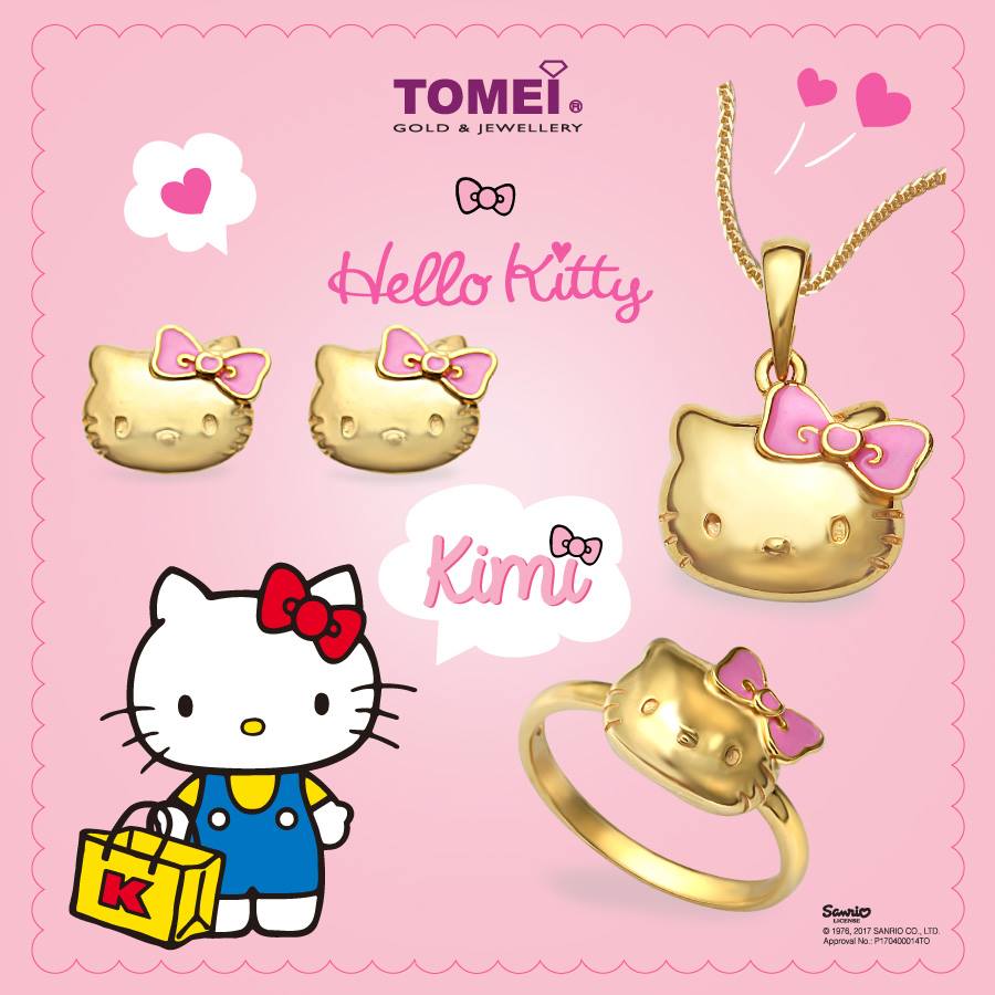 TOMEI x Hello Kitty Kimi Collection Earrings, Yellow Gold 916 (HK-YG1105E-EC)