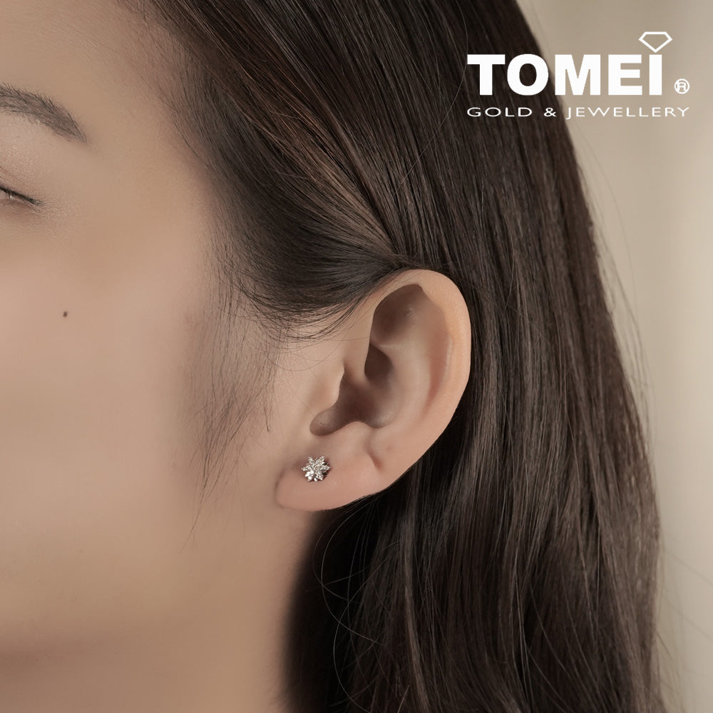 TOMEI Sweet Embrace Earrings, White Gold 585 (E2150)