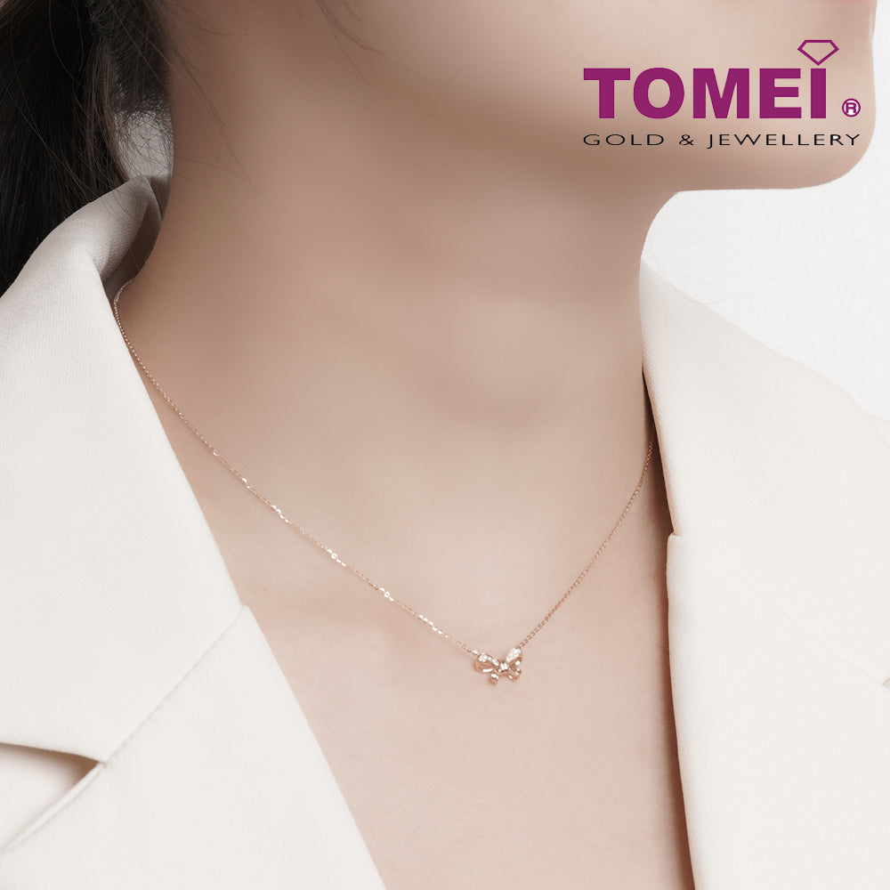 TOMEI Rouge Collection, Ribbon Diamond Necklace, Rose Gold 750