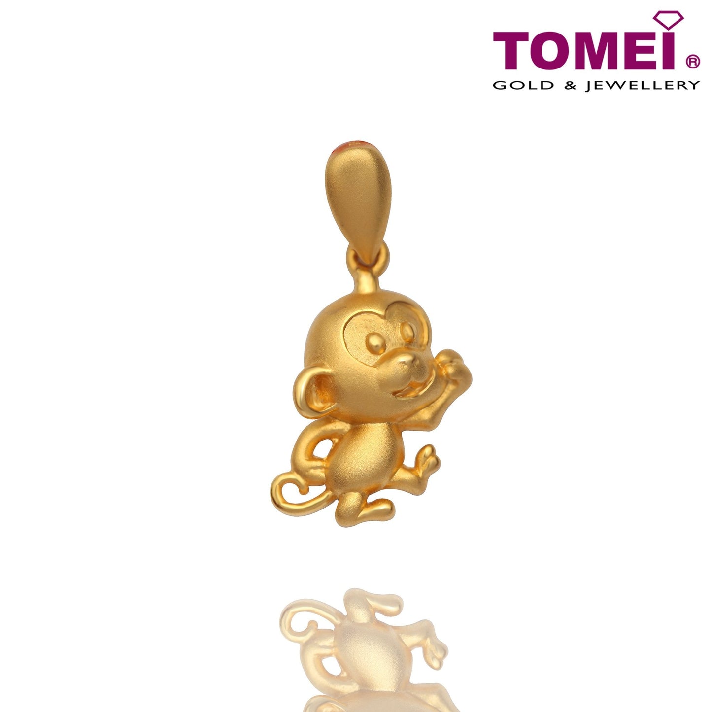 TOMEI Sweet Blessings Monkey Pendant, Yellow Gold 916