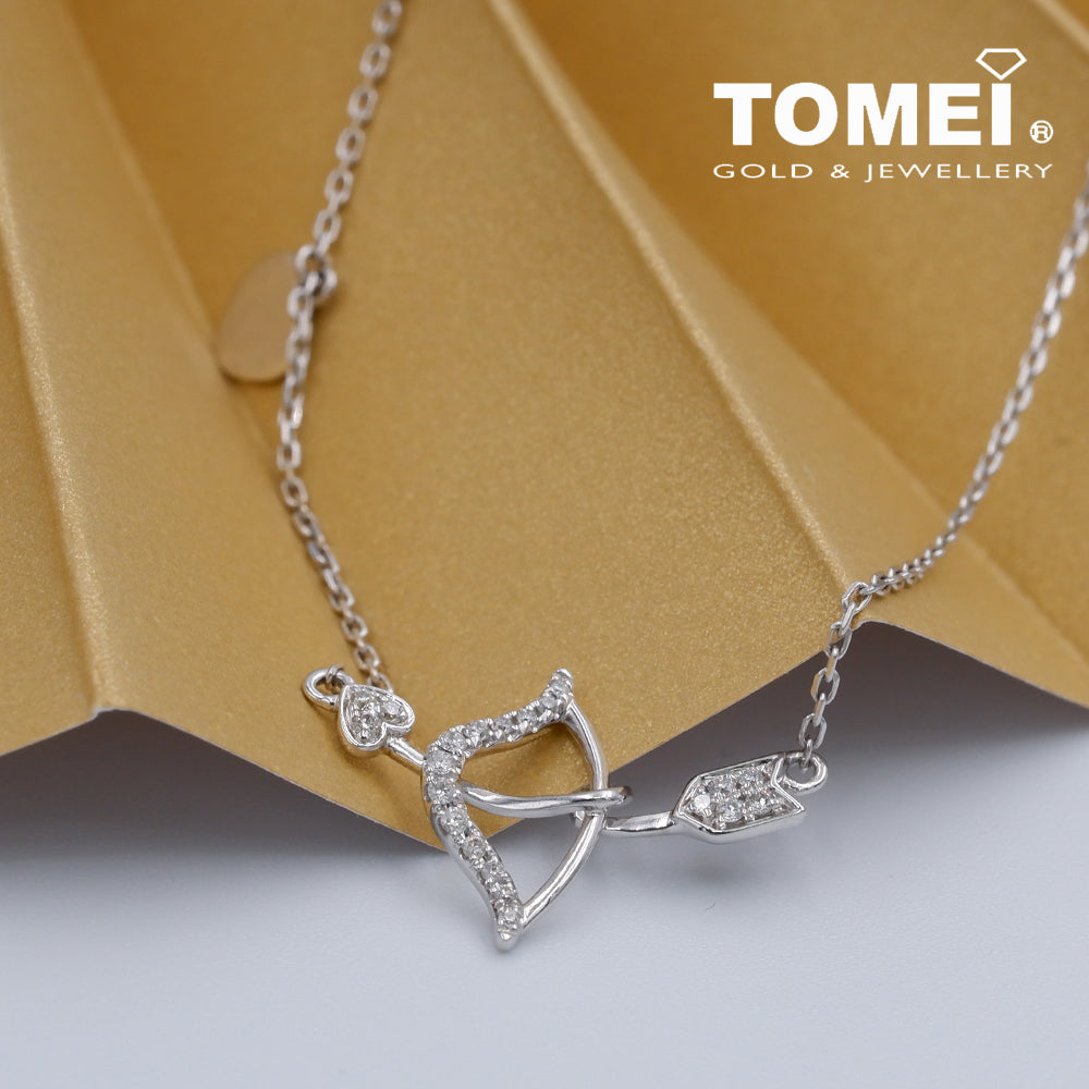 TOMEI Cupid's Arrow Diamond Necklace, White Gold 375