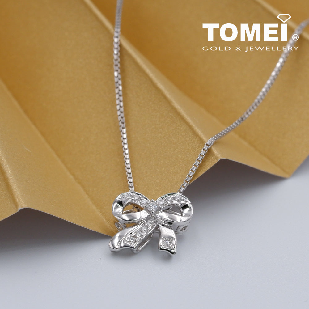 TOMEI Dazzle Bow Pendant, Diamond White Gold 750 (P6167)