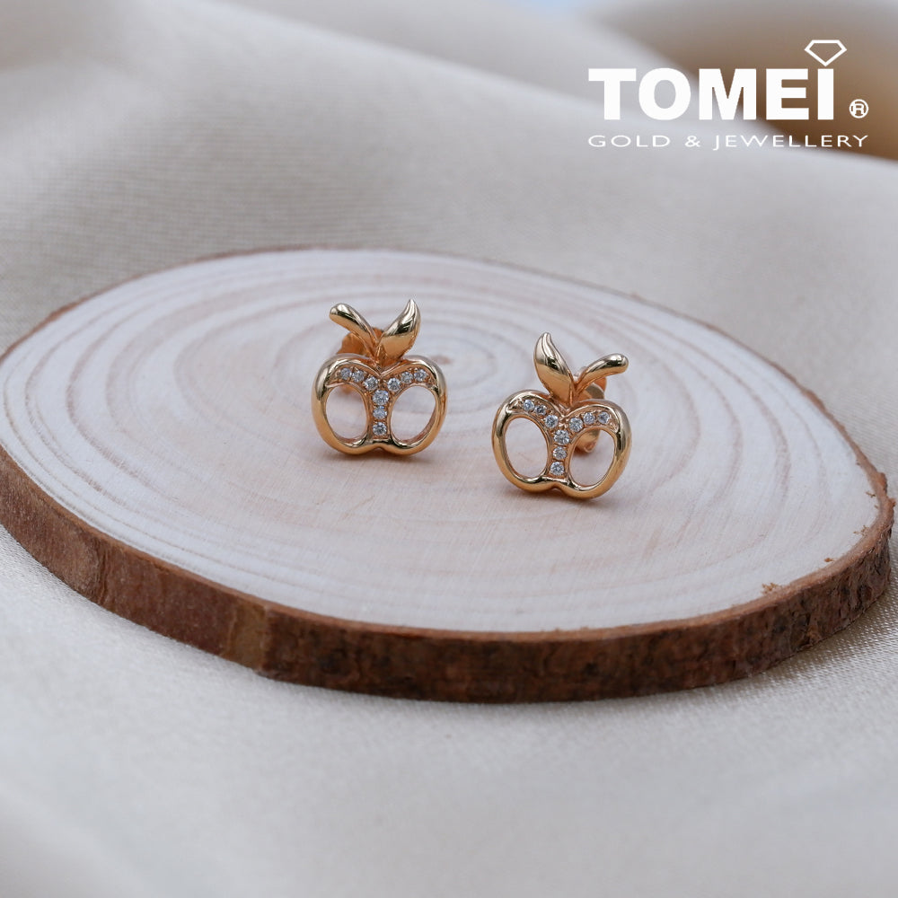 TOMEI Rouge Collection Apple Of My Eye Earrings, Rose Gold 750