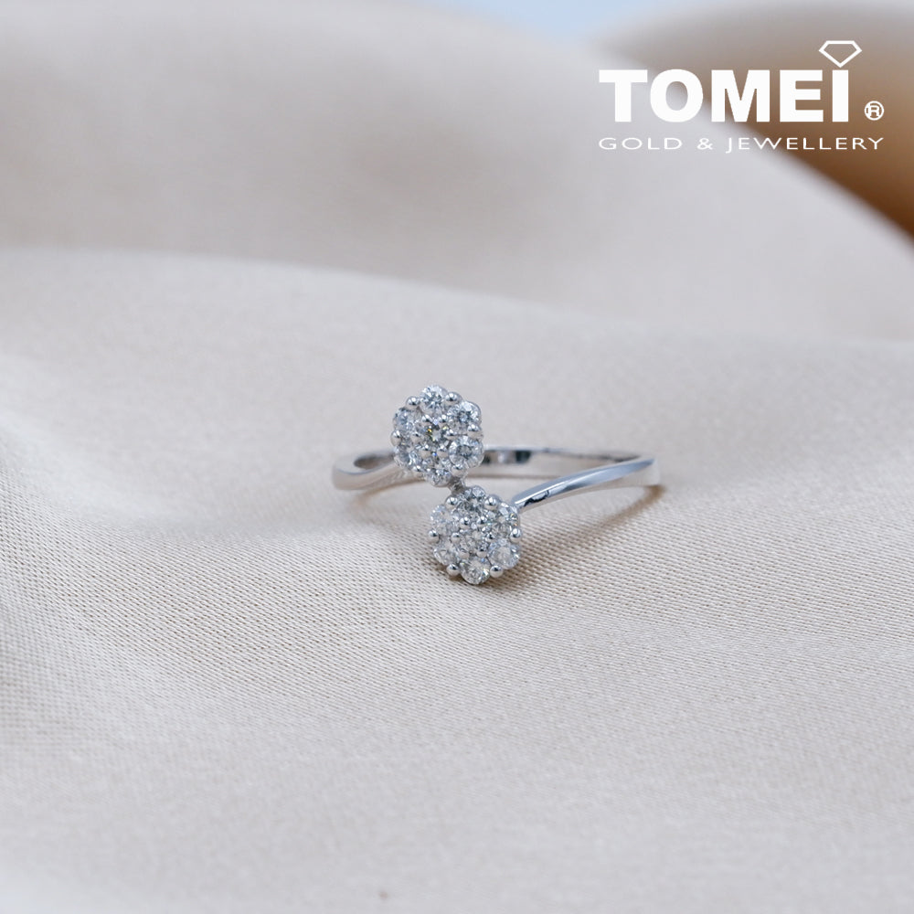TOMEI Duality in Floriated Resplendence Ring, Diamond White Gold 750 (R0981-2)