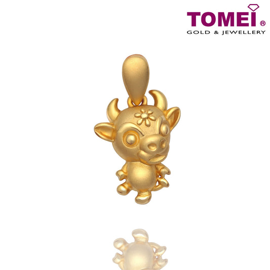 TOMEI Sweet Blessings Ox Pendant, Yellow Gold 916