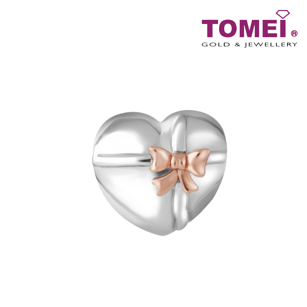 TOMEI Gift of Everlasting Love Charm, White+Rose Gold 585