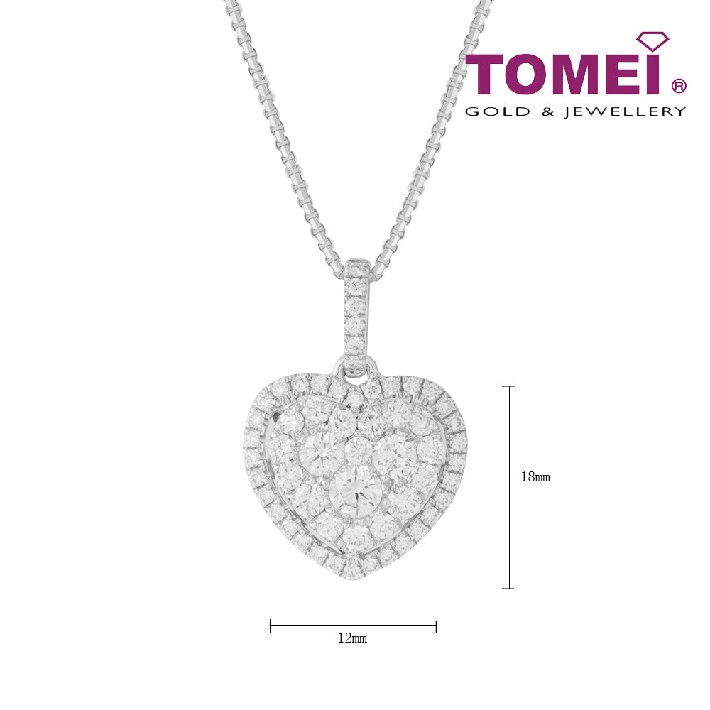 TOMEI Shield Heart Diamond Pendant, White Gold 750 (P5370)