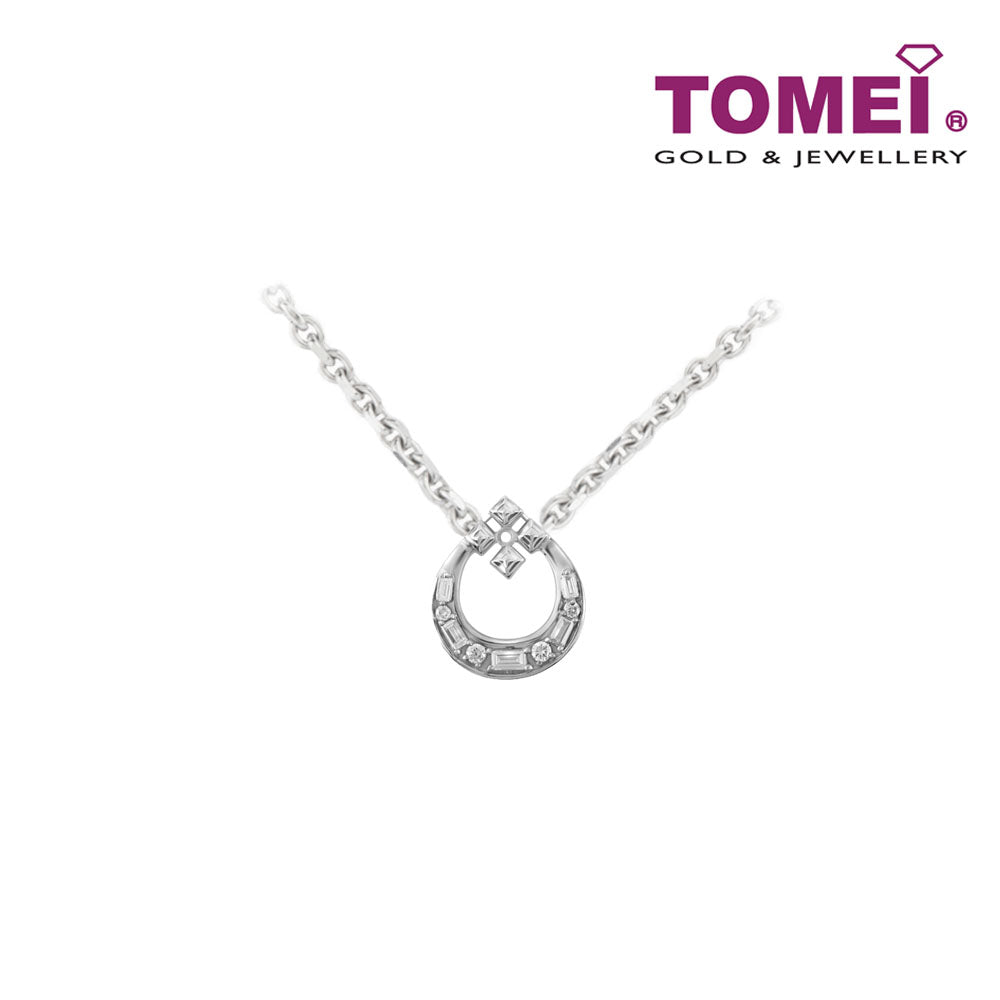 TOMEI Glittery Droplet Diamond Pendant Set, White Gold 585 (P6214)