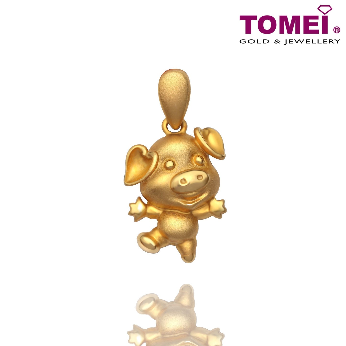 TOMEI Sweet Blessings Pig Pendant, Yellow Gold 916