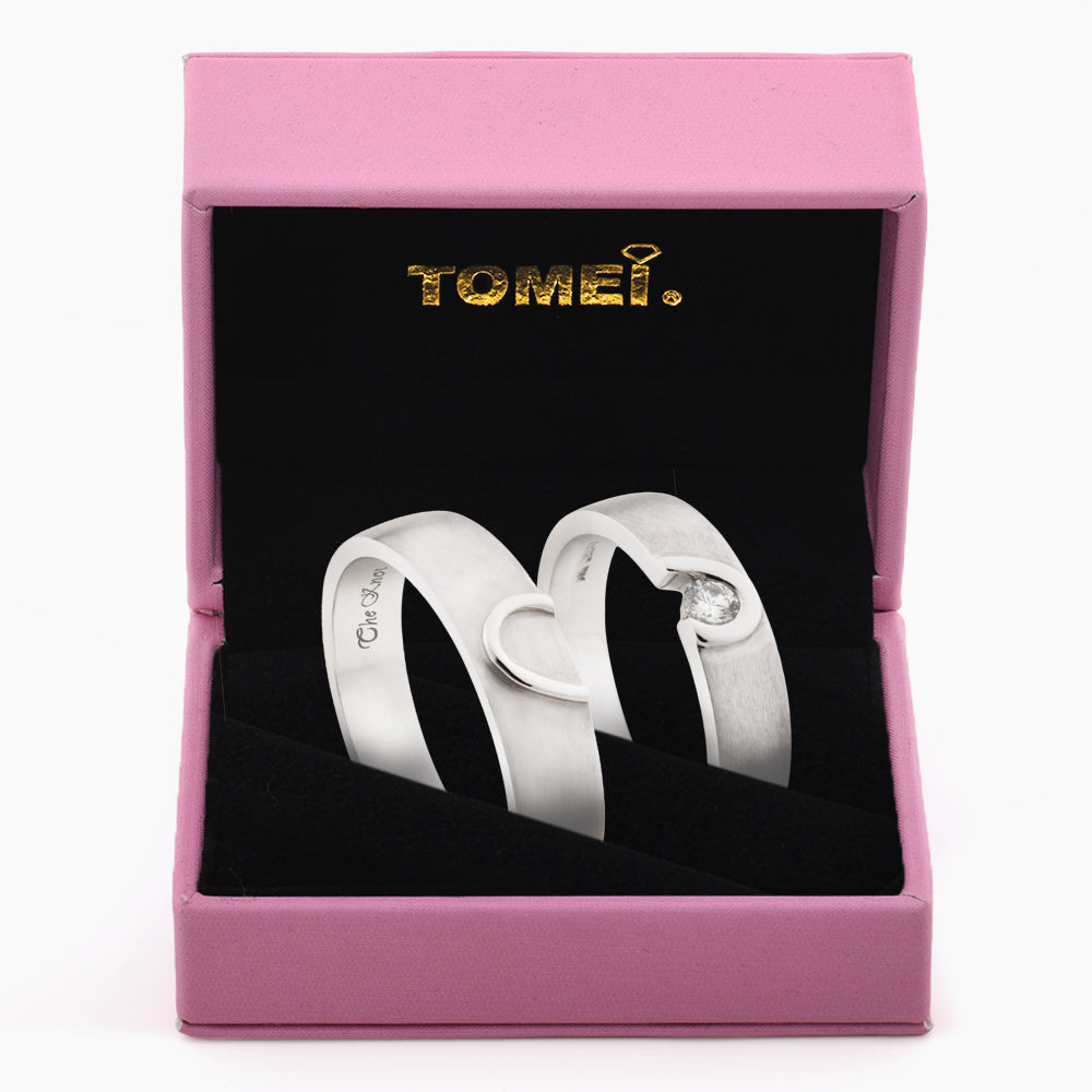 Tomei White Gold 750 (18K) "The Knot" Wedding Rings (R3707 / R3708)