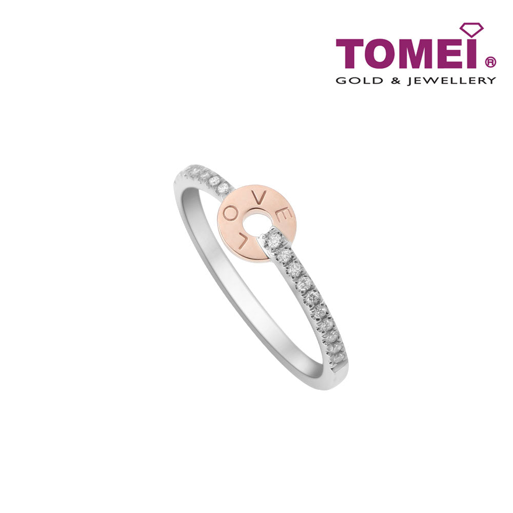 TOMEI Love Diamond Ring I White and Rose Gold 585 (14K) (R4903)
