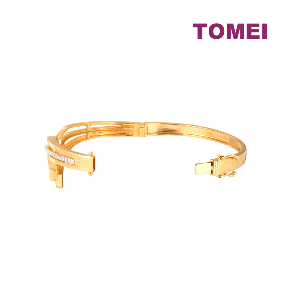 TOMEI Diamond Cut Collection Vogue Style Bangle, Yellow Gold 916