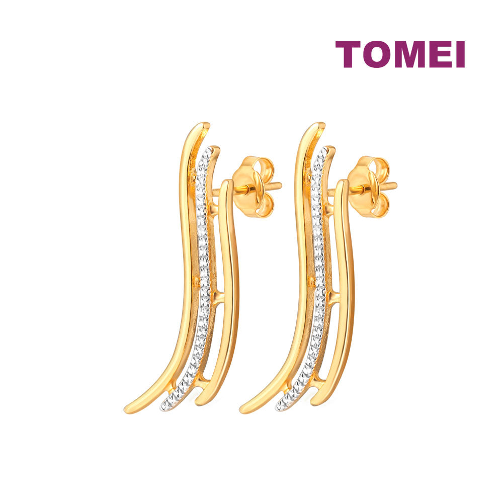 TOMEI Diamond Cut Collection Vogue Style Earrings, Yellow Gold 916