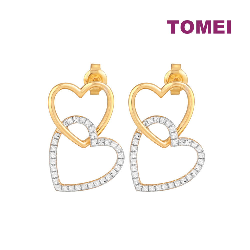TOMEI Diamond Cut Collection Love Together Earrings, Yellow Gold 916