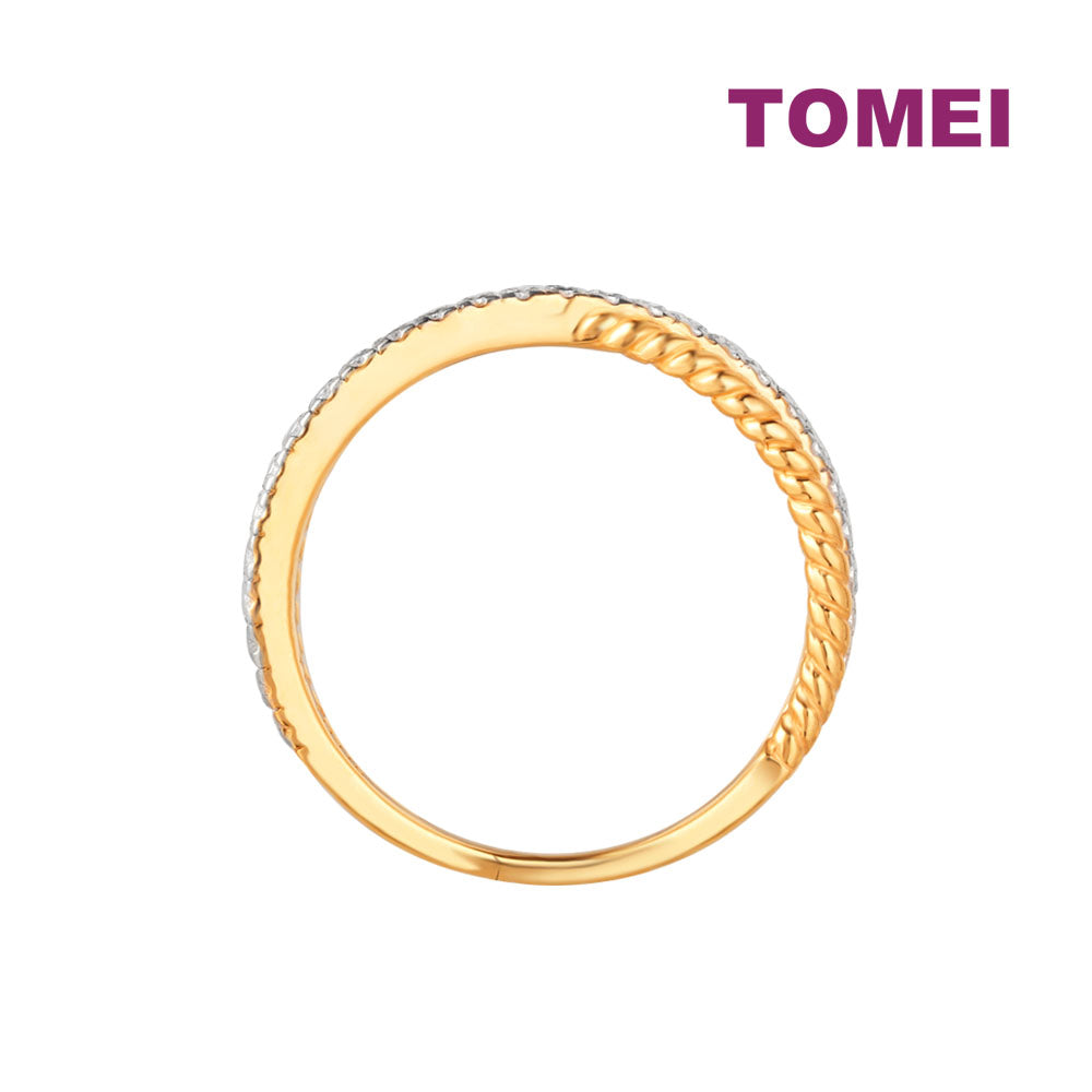 TOMEI Diamond Cut Collection Cross Twisted Ring, Yellow Gold 916