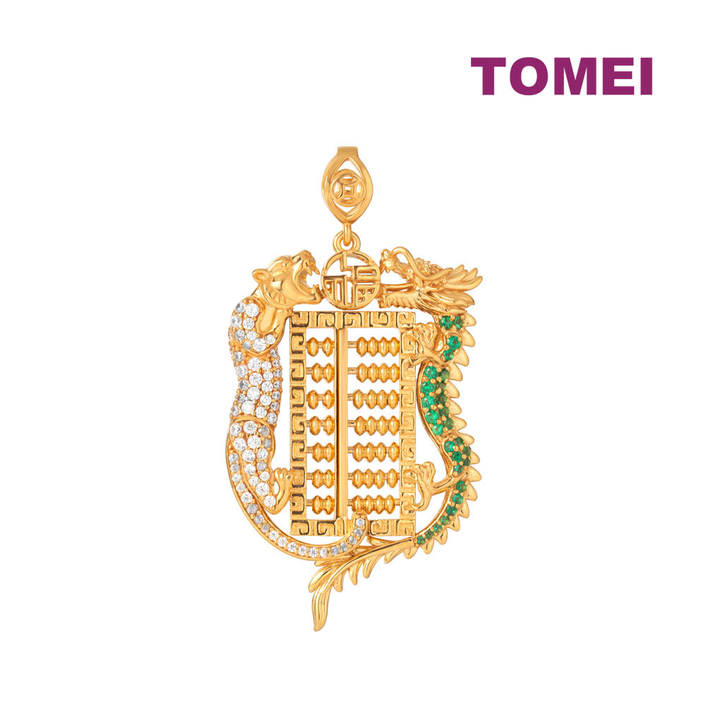 TOMEI Dragon & Tiger Abacus Pendant, Yellow Gold 916