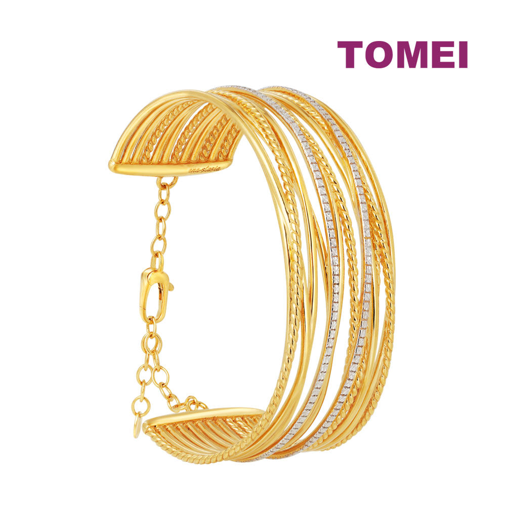 TOMEI Anastasia Dual-Tone Multilayer Bangle, Yellow Gold 916