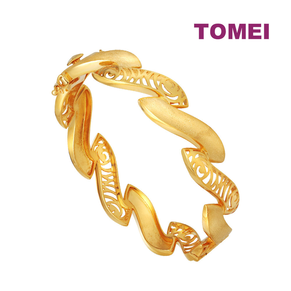 TOMEI Puteri Wavy Bangle, Yellow Gold 916