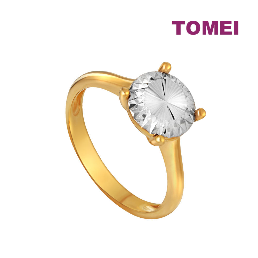 TOMEI Diamond Cut Collection Round Ring, Yellow Gold 916