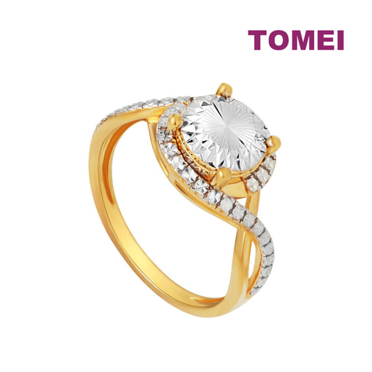 TOMEI Diamond Cut Collection Dazzling Round Ring, Yelllow Gold 916