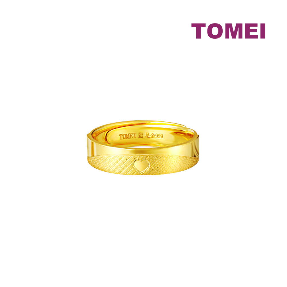 TOMEI X XIFU Heart To Heart Couple Ring For Him, Yellow Gold 999