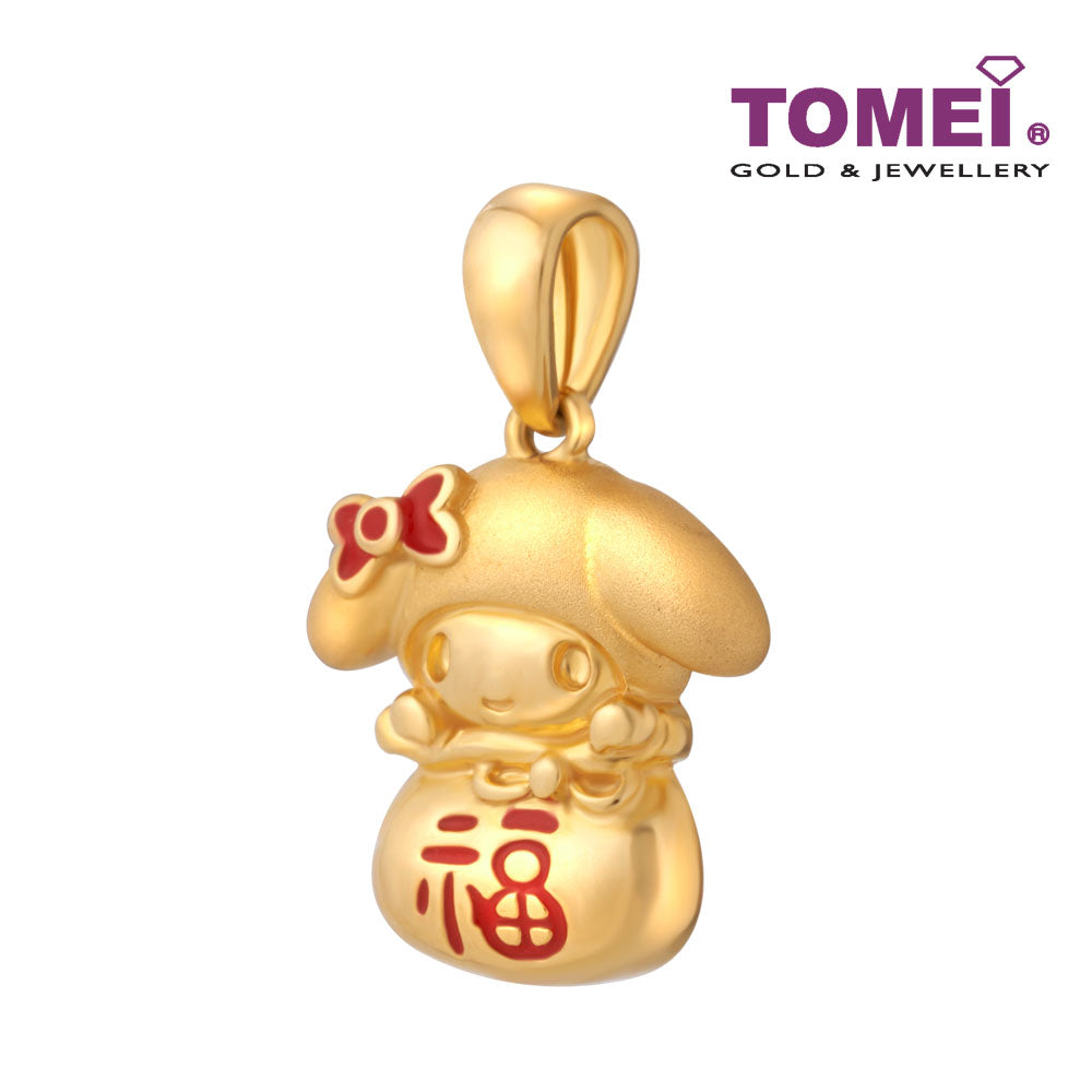 TOMEI x My Melody with Lucky Bag Pendant, Yellow Gold 916