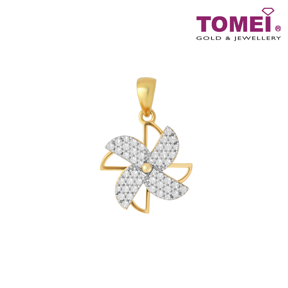 TOMEI Diamond Cut Collection Wheel Of Fortune Pendant, Yellow Gold 916