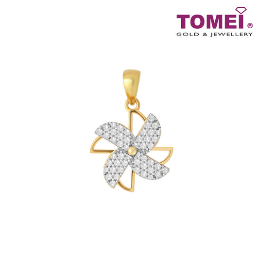 TOMEI Diamond Cut Collection Wheel Of Fortune Pendant, Yellow Gold 916