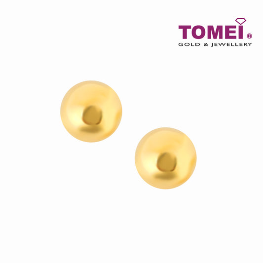 TOMEI Classic Round Stud Earrings, Yellow Gold 916