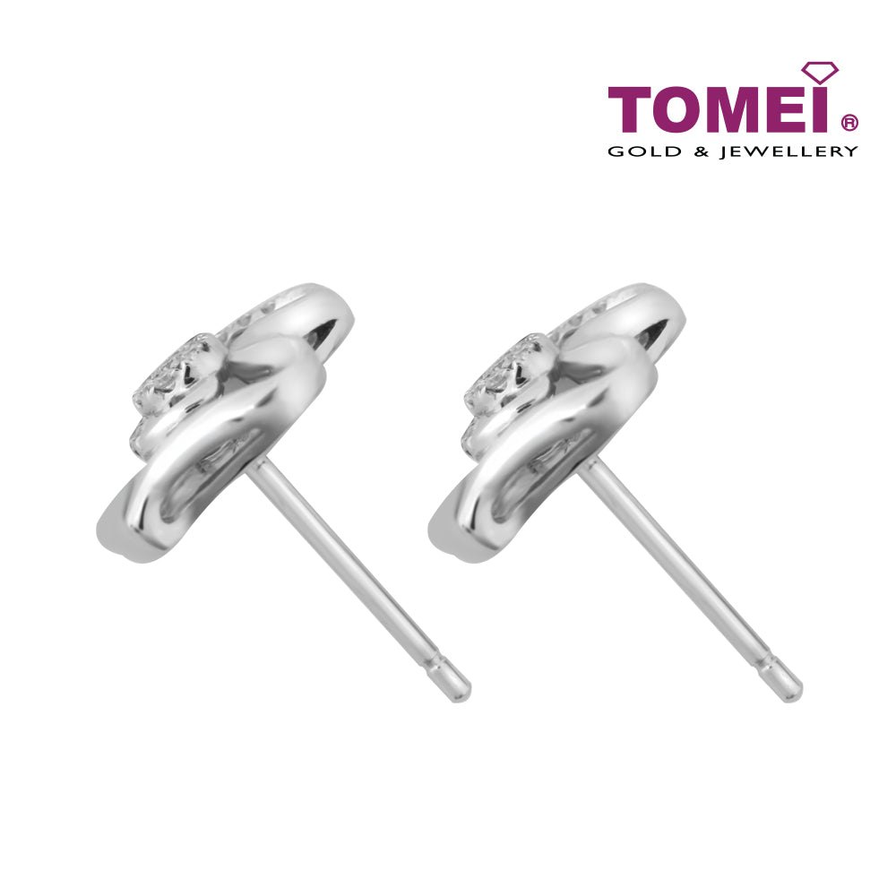 TOMEI Earrings in Petalled Glac?? of Dazzling Sparks, Diamond White Gold 375 (E1724)