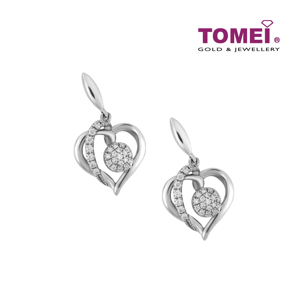 TOMEI Agleamed with Luminous Sparks of Love Earrings Diamond White Gold 375 (E1873)