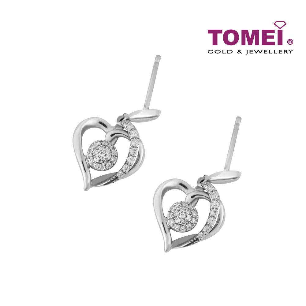 TOMEI Agleamed with Luminous Sparks of Love Earrings Diamond White Gold 375 (E1873)