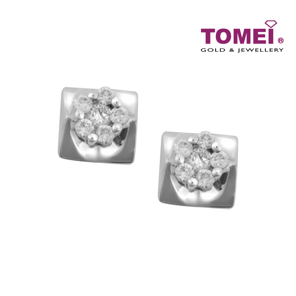 TOMEI Earrings in Quadrated Sensations, Diamond White Gold 585