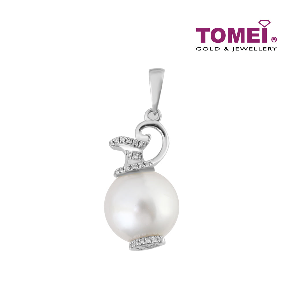 TOMEI Wishing Lamp Pendant, Diamond Pearl White Gold 750 (P6104)