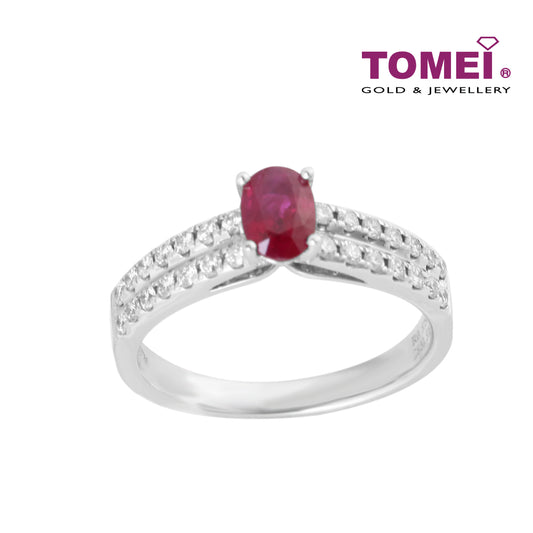 TOMEI Carmine Ring, Ruby Diamond White Gold 750 (R4110)