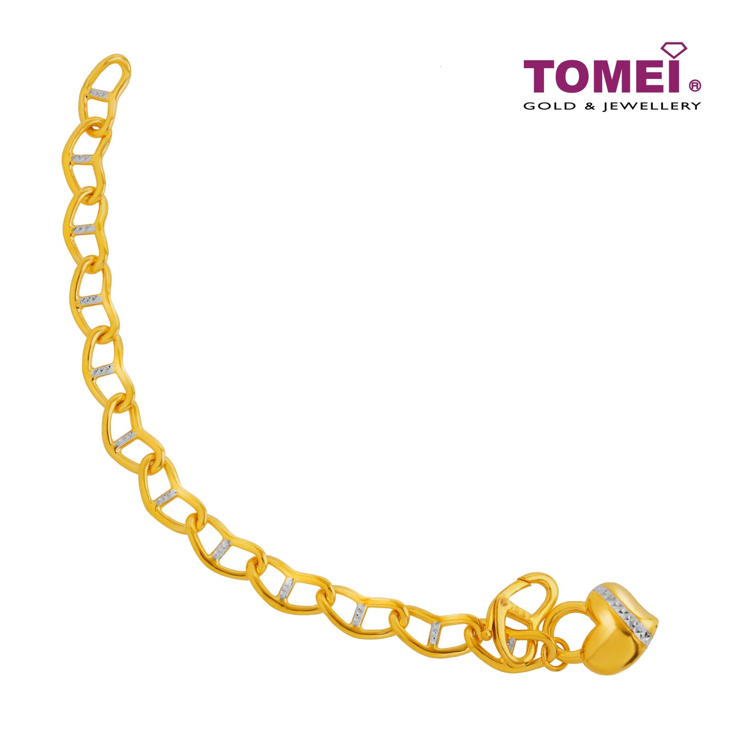 TOMEI Dual-Tone Heart Trace Bracelet, Yellow Gold 916