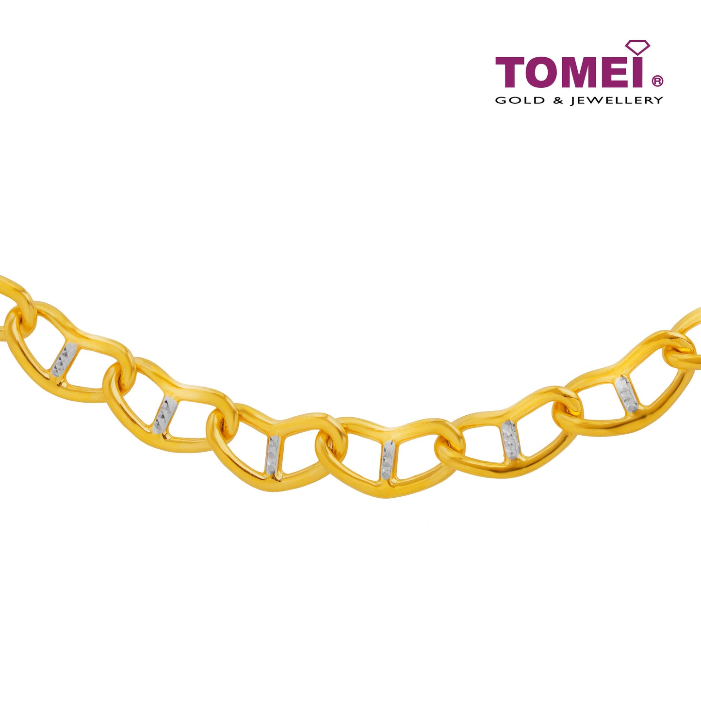 TOMEI Dual-Tone Heart Trace Bracelet, Yellow Gold 916