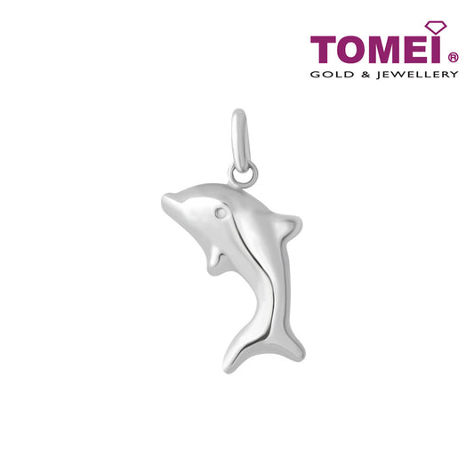 TOMEI  Delightfully Joyous Dolphin Pendant, White Gold 750
