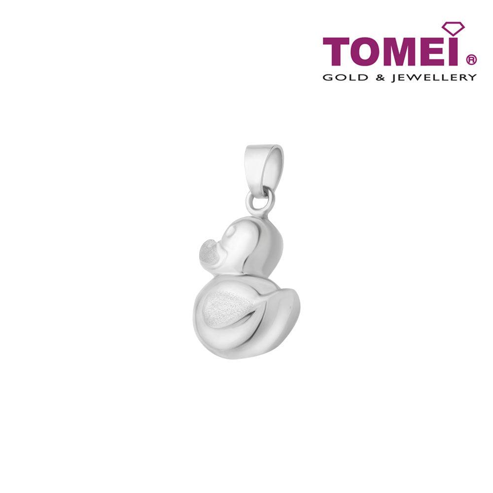 TOMEI Grinning Duck Pendant, White Gold 750