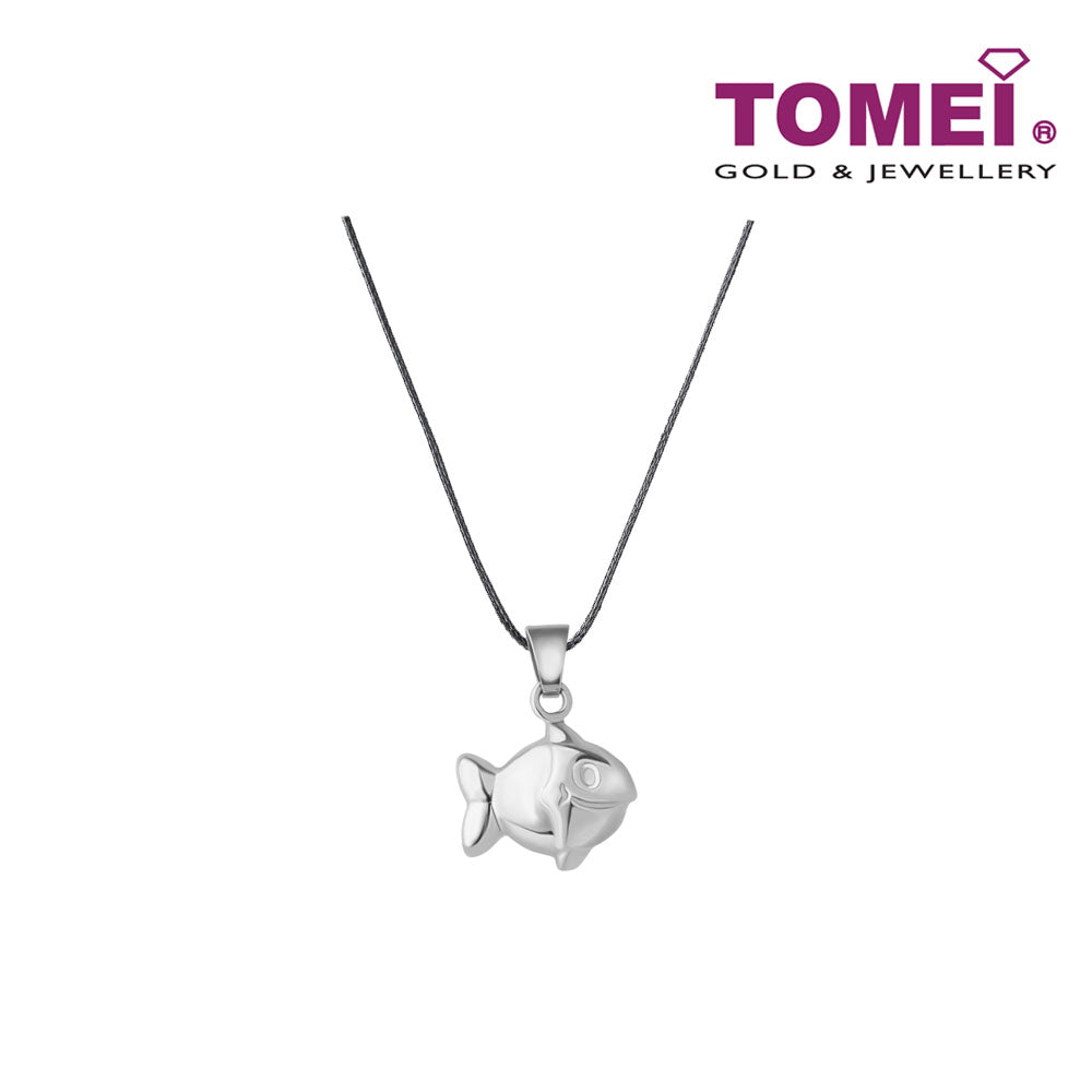 TOMEI Jolly and Zippy Fish Pendant, White Gold 750