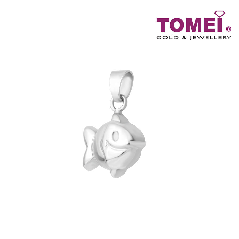 TOMEI Jolly and Zippy Fish Pendant, White Gold 750