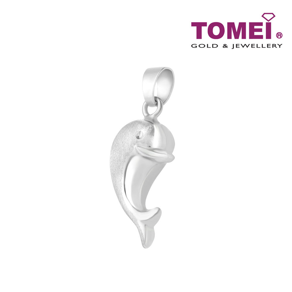 TOMEI Delicately Dainty Dolphin Bijou Pendant, White Gold 750